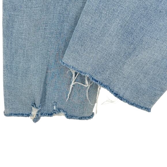 Gap Women's Jeans Girlfriend SZ 12 / 31 Mid Rise Raw Hem Blue Distressed Blue - Picture 6 of 13